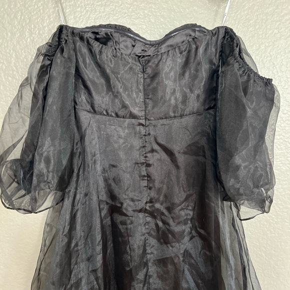 NWOT True Excellence Black Bustier Off-the-Shoulder Maxi Dress - Picture 6 of 10